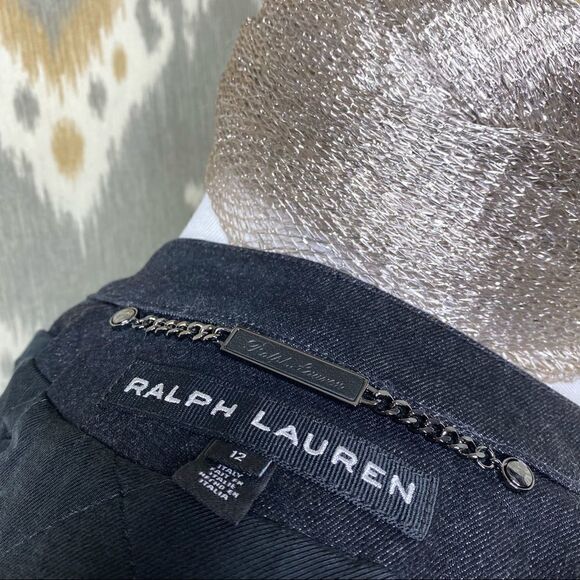 Ralph Lauren Italian Lamb Leather Patch Stretch Denim Moto Jacket - Picture 2 of 16